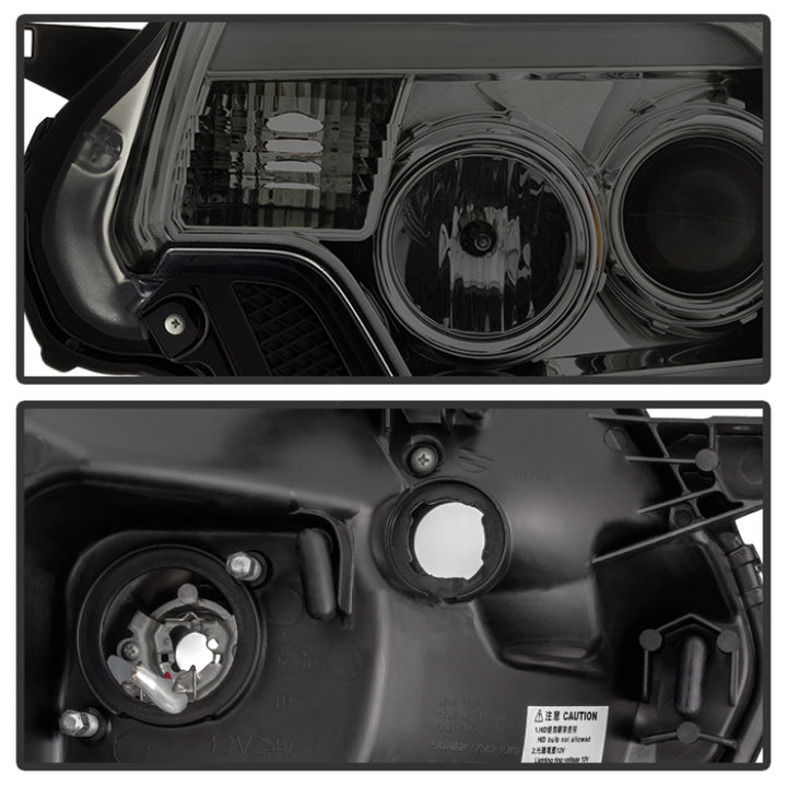Spyder Toyota Tacoma 12-16 Projector Headlights Light Bar DRL Smoke PRO-YD-TT12-LBDRL-SM - Bull Strap