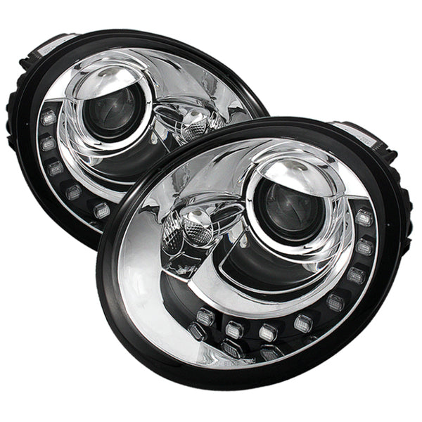 Spyder Volkswagen Beetle 1998-2005 Projector Headlights DRL Chrome PRO-YD-VB98-DRL-C - Bull Strap