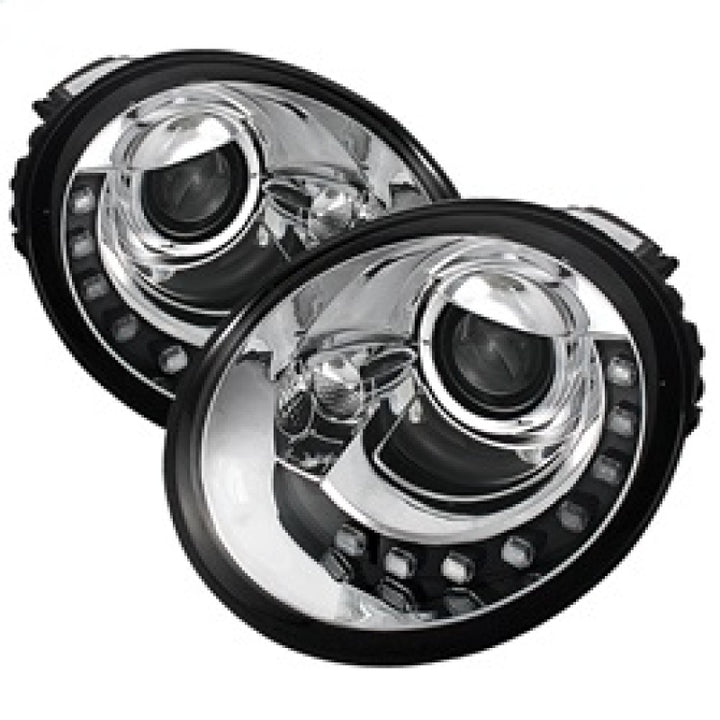 Spyder Volkswagen Beetle 1998-2005 Projector Headlights DRL Chrome PRO-YD-VB98-DRL-C - Bull Strap