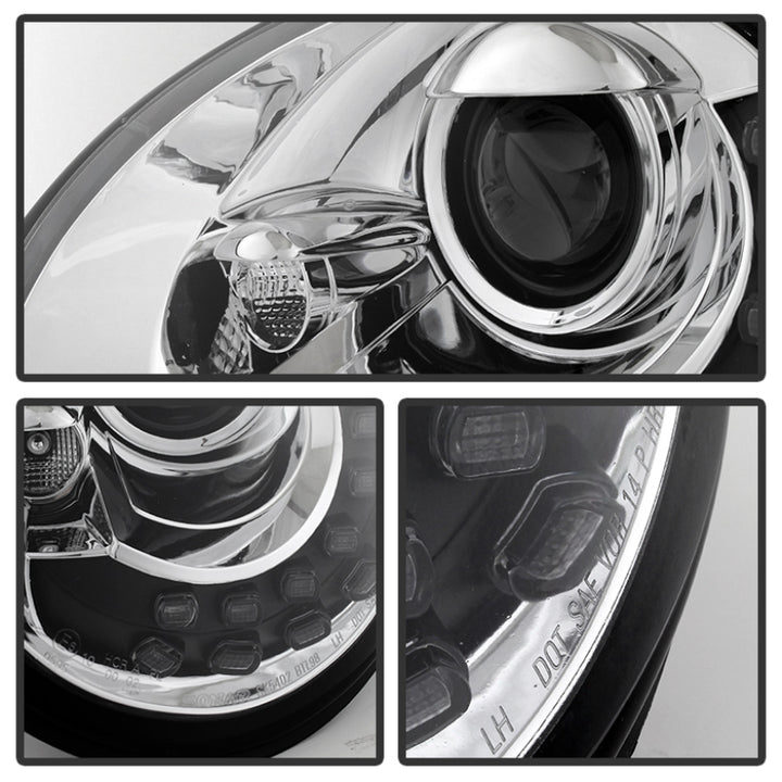 Spyder Volkswagen Beetle 1998-2005 Projector Headlights DRL Chrome PRO-YD-VB98-DRL-C - Bull Strap