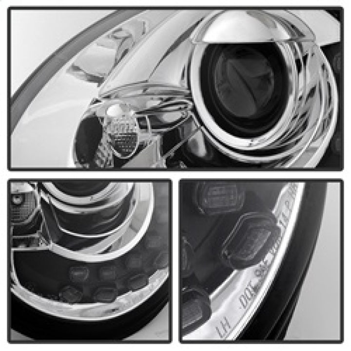 Spyder Volkswagen Beetle 1998-2005 Projector Headlights DRL Chrome PRO-YD-VB98-DRL-C - Bull Strap