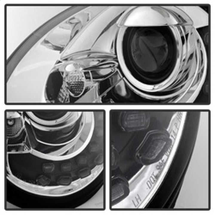 Spyder Volkswagen Beetle 1998-2005 Projector Headlights DRL Chrome PRO-YD-VB98-DRL-C - Bull Strap