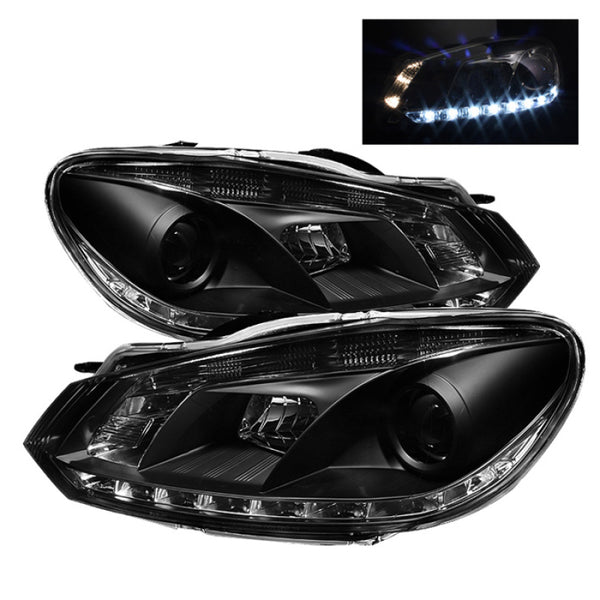 Spyder Volkswagen Golf/GTI 10-13 Projector Headlights Halogen Model- DRL Blk PRO-YD-VG10-DRL-BK - Bull Strap