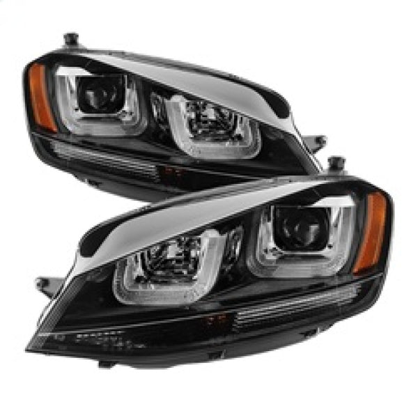 Spyder Volkswagen Golf VII 14-16 Projector Headlights DRL LED Blk Stripe Blk PRO-YD-VG15-BLK-DRL-BK - Bull Strap