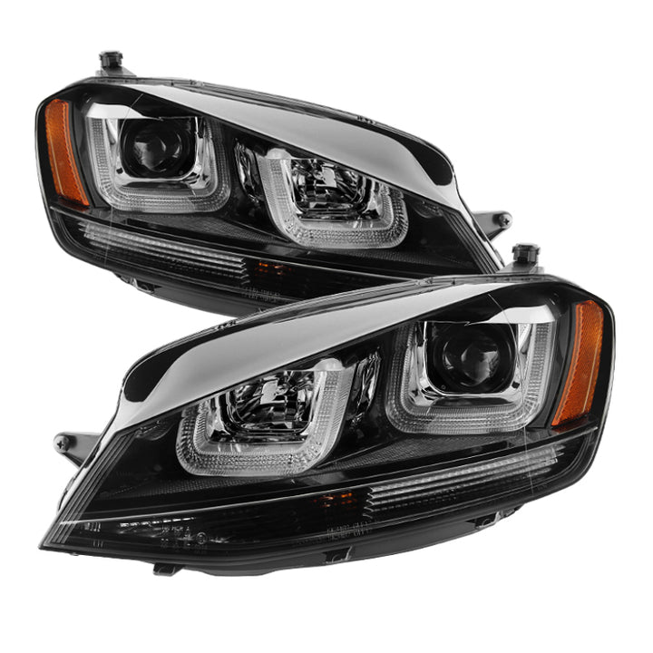 Spyder Volkswagen Golf VII 14-16 Projector Headlights DRL LED Blk Stripe Blk PRO-YD-VG15-BLK-DRL-BK - Bull Strap