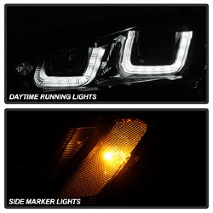 Spyder Volkswagen Golf VII 14-16 Projector Headlights DRL LED Blk Stripe Blk PRO-YD-VG15-BLK-DRL-BK - Bull Strap