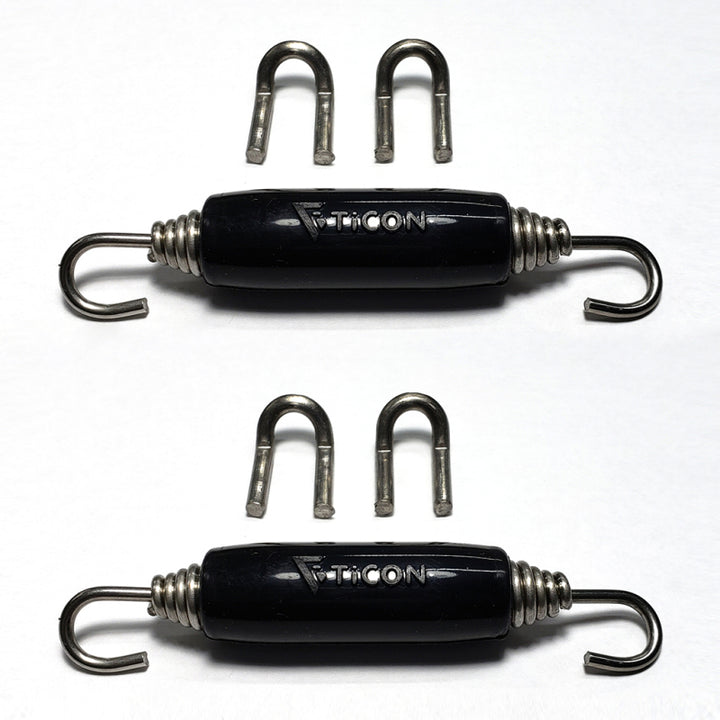 Stainless Bros Spring Tab Kit - 5 Pack SS304 (5 Springs 10 Hooks and 5 Black Silicone Sleeves) - Bull Strap