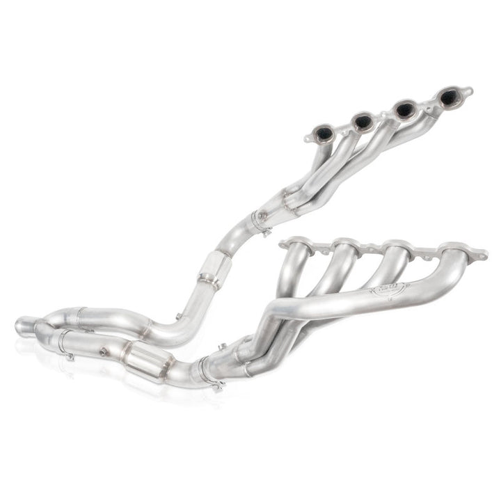 Stainless Works 14-16 Chevy Silverado/GMC Sierra Fit 5.3L Only Header High-Flow Cats Factory Conn - Bull Strap