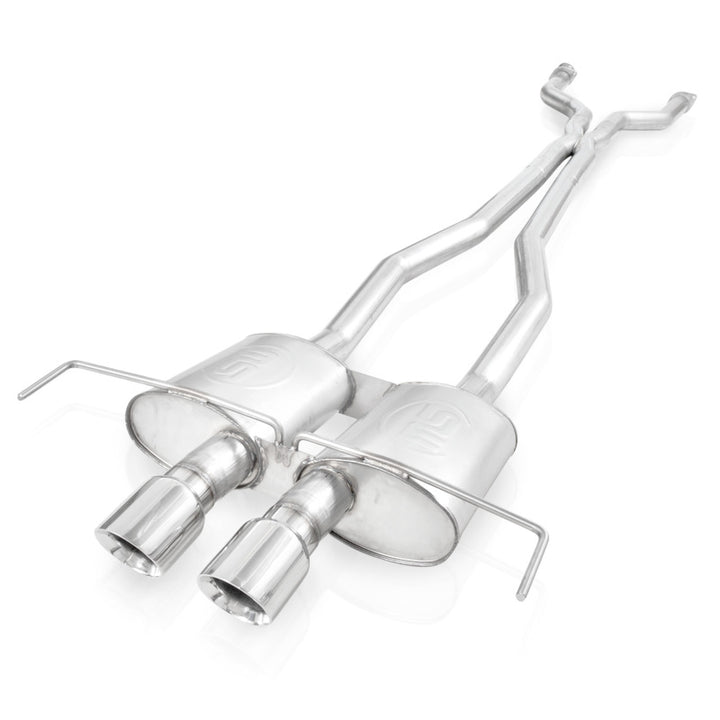 Stainless Works 2009-15 Cadillac CTS-V Coupe 3in Catback System X-Pipe S-Tube Mufflers 4in Tips - Bull Strap