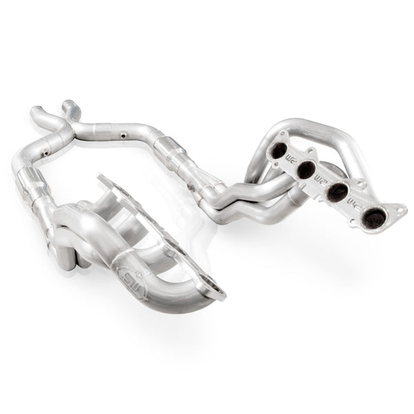 Stainless Works 2011-14 Mustang GT Headers 1-7/8in Primaries High-Flow Cats 3in X-Pipe - Bull Strap