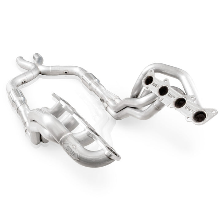 Stainless Works 2011-14 Mustang GT Headers 1-7/8in Primaries High-Flow Cats 3in X-Pipe - Bull Strap