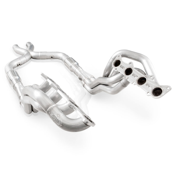 Stainless Works 2011-14 Mustang GT Headers 1-7/8in Primaries High-Flow Cats 3in X-Pipe - Bull Strap