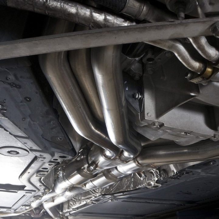 Stainless Works 2014-18 Corvette 6.2L Headers 2in Primaries w/ High-Flow Cats X-Pipe - Bull Strap