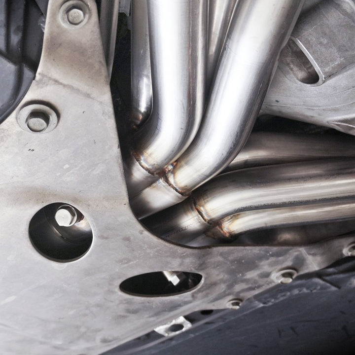 Stainless Works 2014-18 Corvette 6.2L Headers 2in Primaries w/ High-Flow Cats X-Pipe - Bull Strap