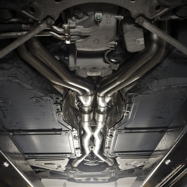 Stainless Works 2014-18 Corvette 6.2L Headers 2in Primaries w/ High-Flow Cats X-Pipe - Bull Strap