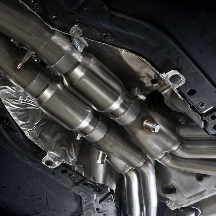 Stainless Works 2014-18 Corvette 6.2L Headers 2in Primaries w/ High-Flow Cats X-Pipe - Bull Strap