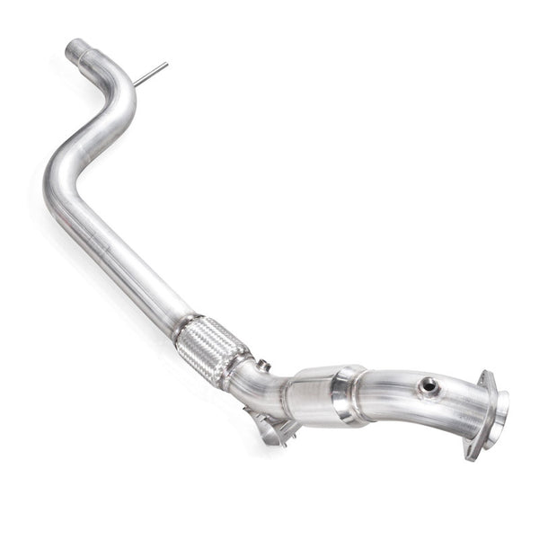 Stainless Works 2015-16 Mustang Downpipe 3in High-Flow Cats Factory Connection - Bull Strap
