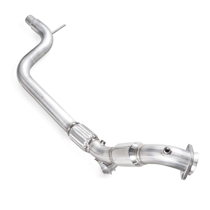 Stainless Works 2015-16 Mustang Downpipe 3in High-Flow Cats Factory Connection - Bull Strap