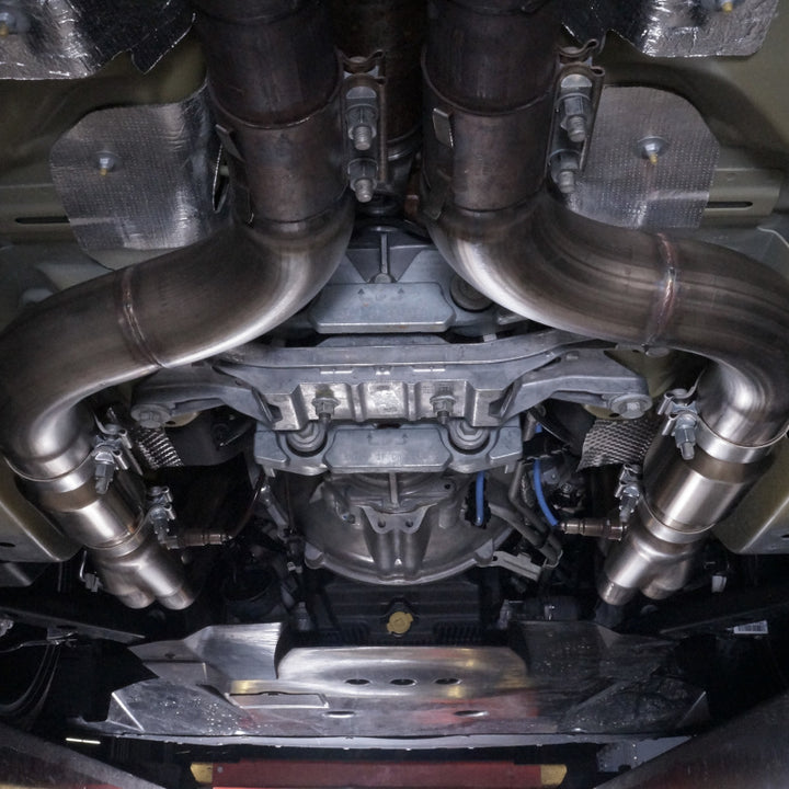 Stainless Works 2015+ Ford GT350 Headers 1-7/8in Primaries High-Flow Cats 3in Collectors - Bull Strap
