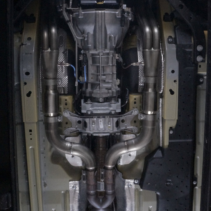 Stainless Works 2015+ Ford GT350 Headers 1-7/8in Primaries High-Flow Cats 3in Collectors - Bull Strap