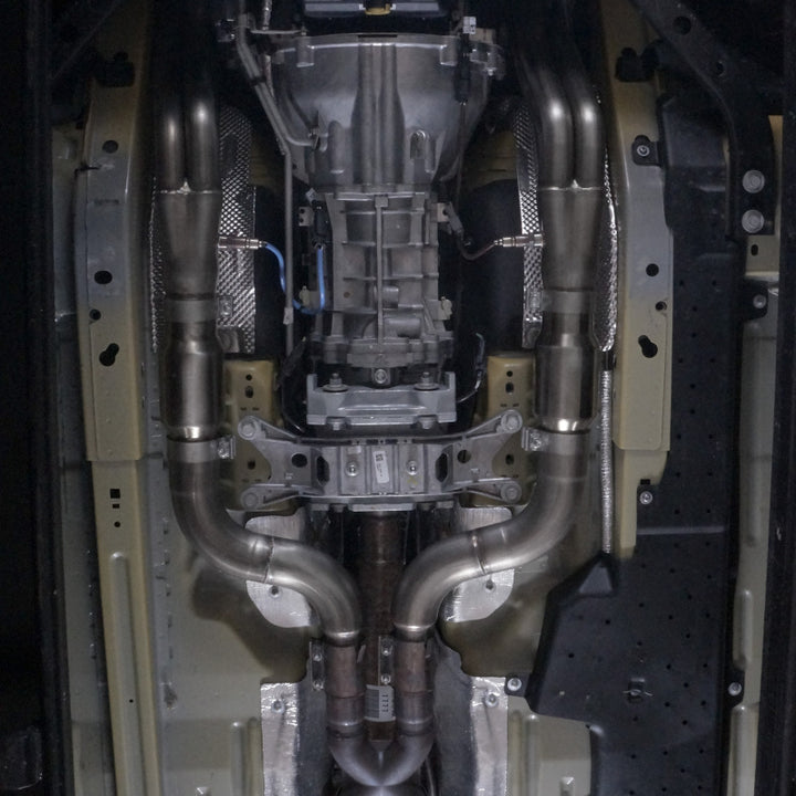 Stainless Works 2015+ Ford GT350 Headers 1-7/8in Primaries High-Flow Cats 3in Collectors - Bull Strap