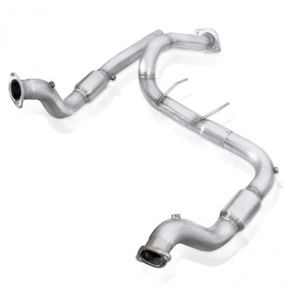 Stainless Works 2017 F-150 Raptor 3.5L 3in Downpipe High-Flow Cats Factory Connection - Bull Strap