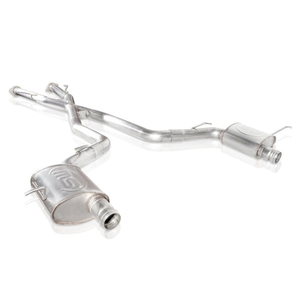 Stainless Works 2018 Jeep TrackHawk 6.2L 3in Catback System X-Pipe Turbo S-Tube Muffler Stock Exit - Bull Strap