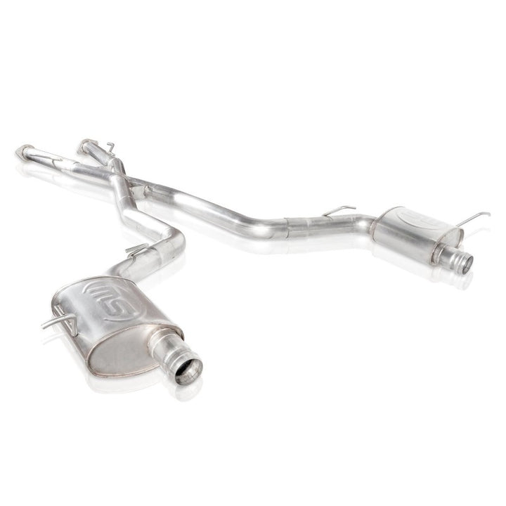 Stainless Works 2018 Jeep TrackHawk 6.2L 3in Catback System X-Pipe Turbo S-Tube Muffler Stock Exit - Bull Strap