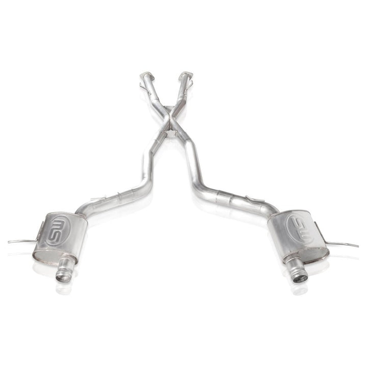 Stainless Works 2018 Jeep TrackHawk 6.2L 3in Catback System X-Pipe Turbo S-Tube Muffler Stock Exit - Bull Strap