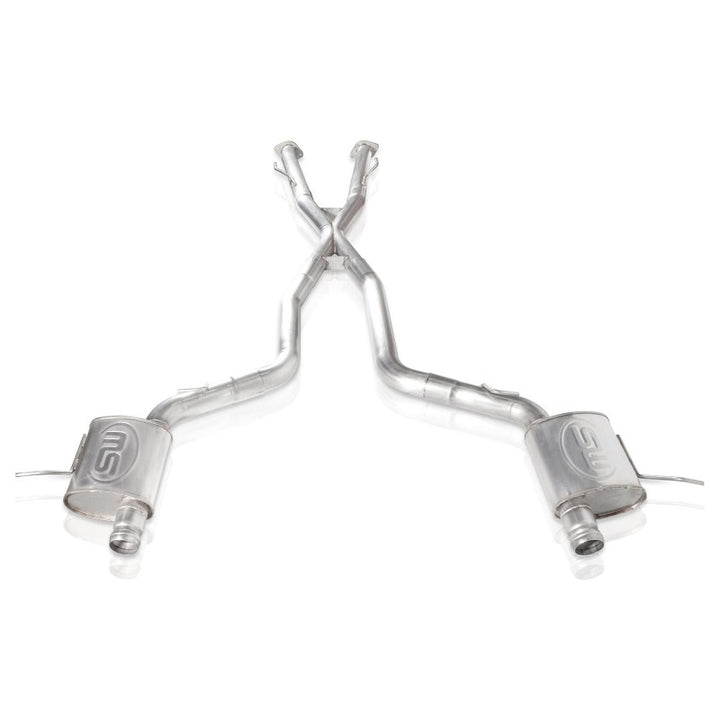 Stainless Works 2018 Jeep TrackHawk 6.2L 3in Catback System X-Pipe Turbo S-Tube Muffler Stock Exit - Bull Strap