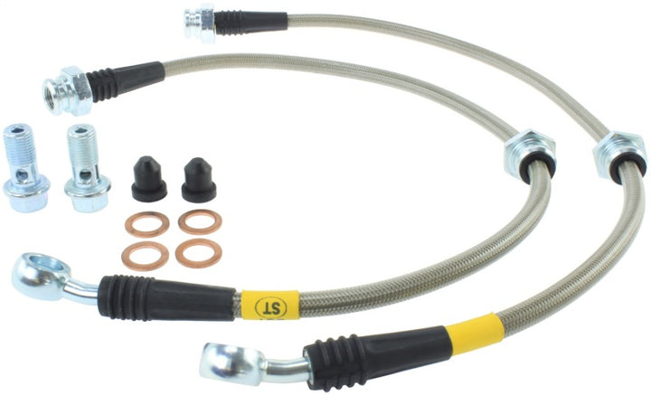 StopTech 00-06 Nissan Sentra Stainless Steel Front Brake Lines - Bull Strap