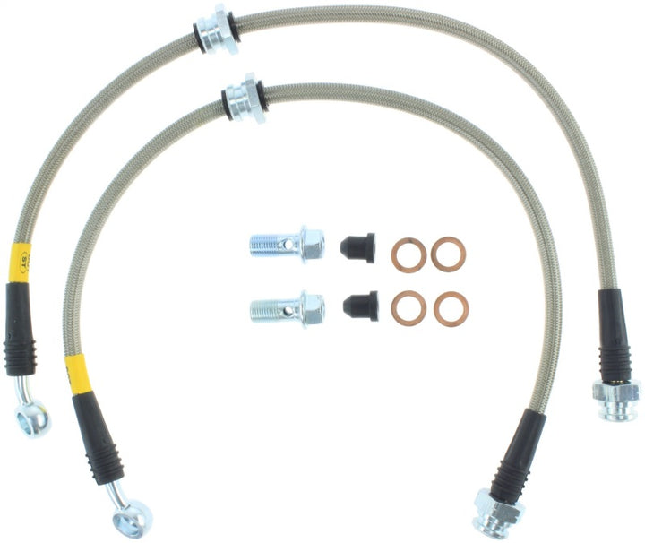 StopTech 00-06 Nissan Sentra Stainless Steel Front Brake Lines - Bull Strap