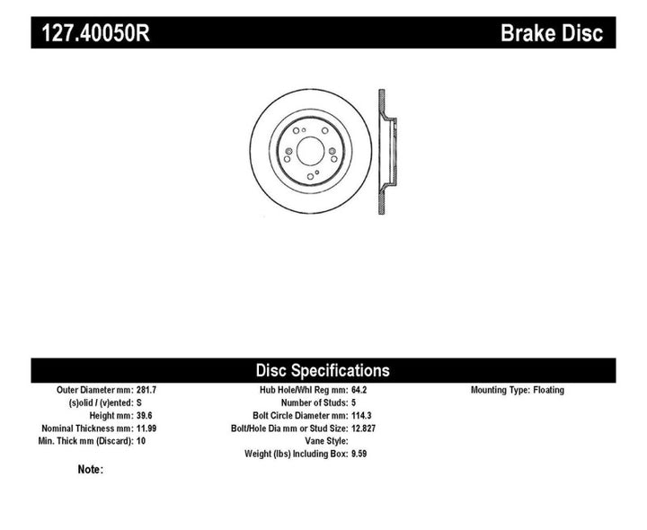 StopTech 00-09 S2000 Slotted & Drilled Right Rear Rotor - Bull Strap