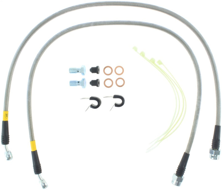 StopTech 02-05 Avalanche / 99-05 Silverado 1500 2WD/4WD Stainless Steel Front Brake Lines - Bull Strap