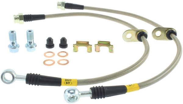 StopTech 02-05 WRX Stainless Steel Front Brake Lines - Bull Strap