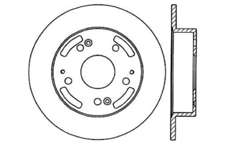 StopTech 02-06 Acura RSX Incl. Type S / 97-01 Integra Type R Slotted & Drilled Right Rear Rotor - Bull Strap