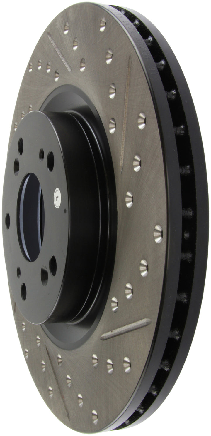 StopTech 02-06 Acura RSX Type S / 06-09 Honda Civic Si Slotted & Drilled Left Front Rotor - Bull Strap