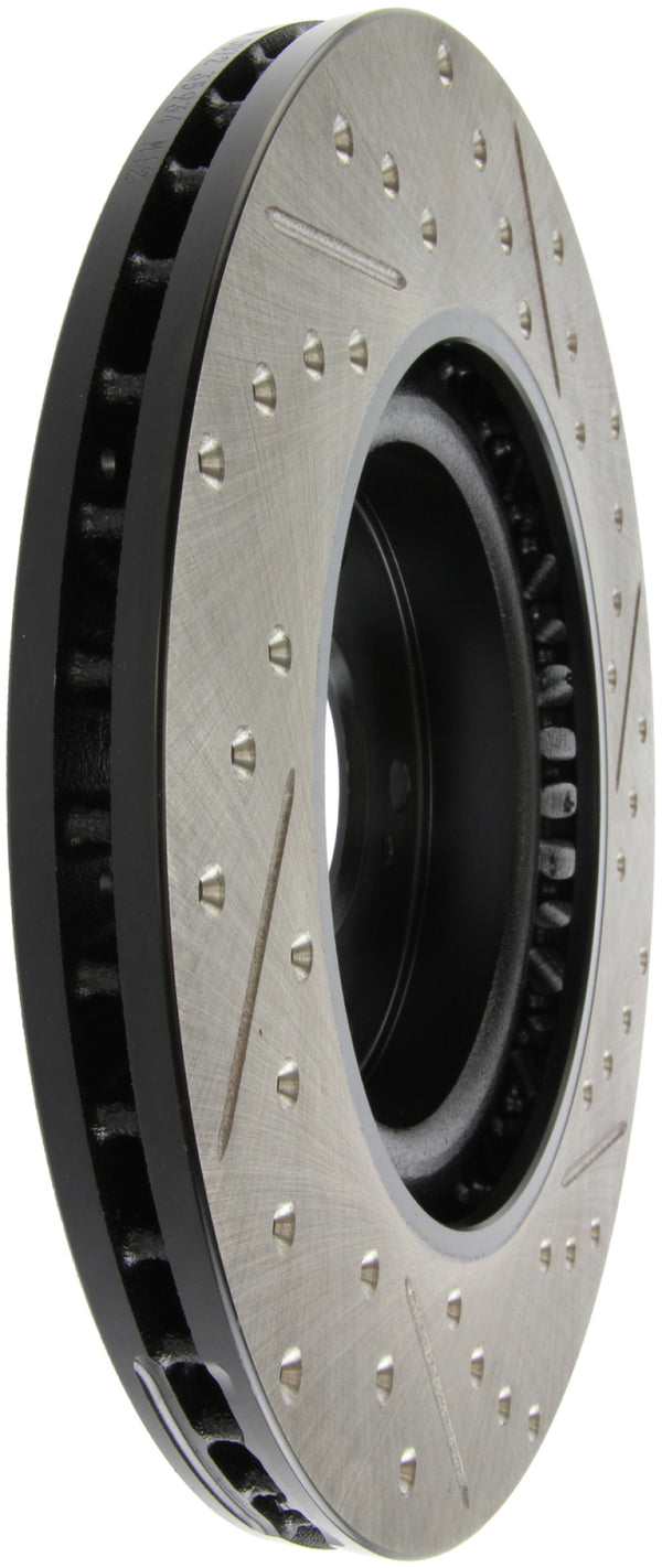 StopTech 02-06 Acura RSX Type S / 06-09 Honda Civic Si Slotted & Drilled Right Front Rotor - Bull Strap