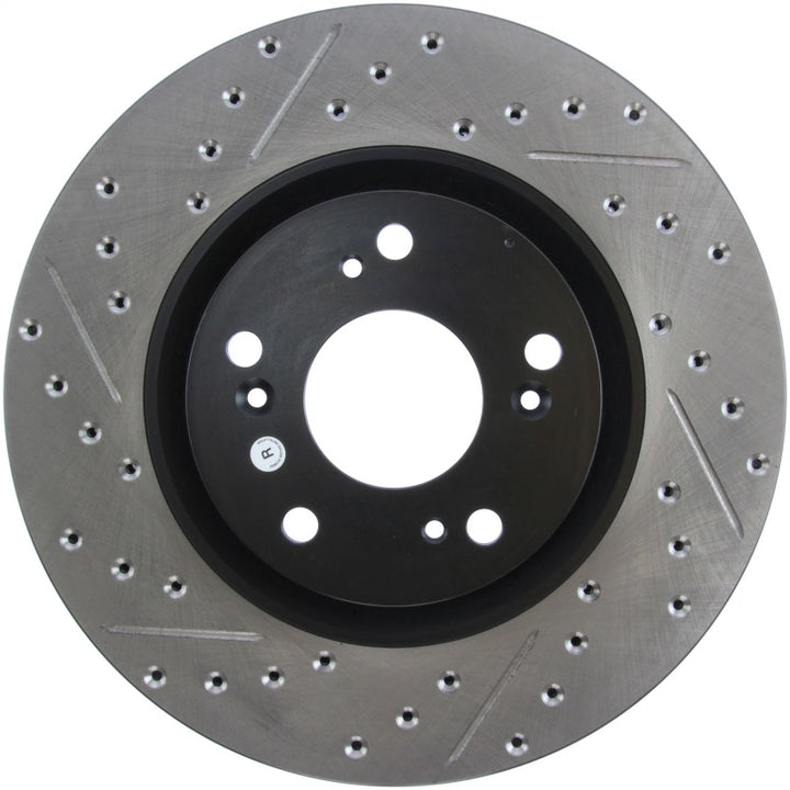 StopTech 02-06 Acura RSX Type S / 06-09 Honda Civic Si Slotted & Drilled Right Front Rotor - Bull Strap