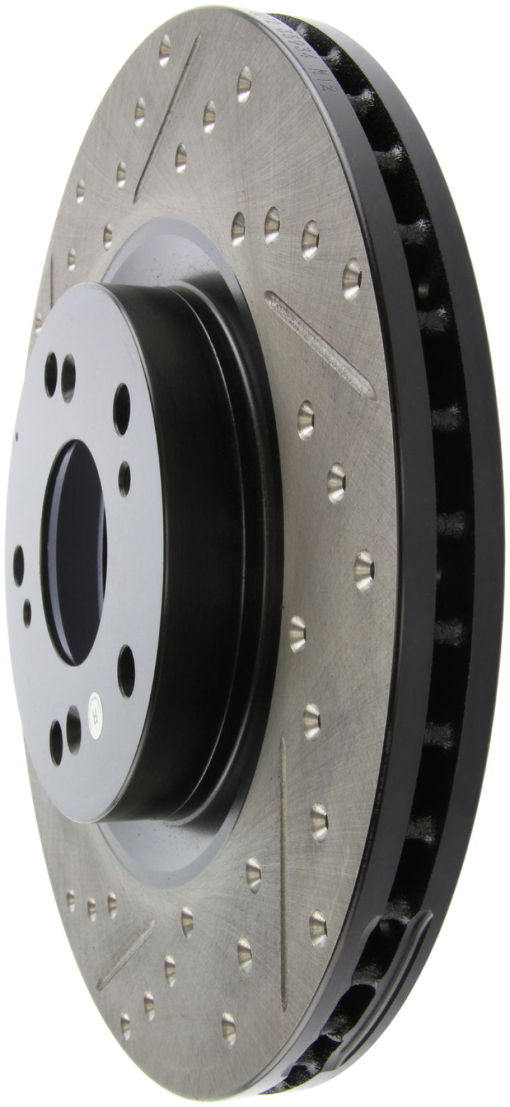 StopTech 02-06 Acura RSX Type S / 06-09 Honda Civic Si Slotted & Drilled Right Front Rotor - Bull Strap