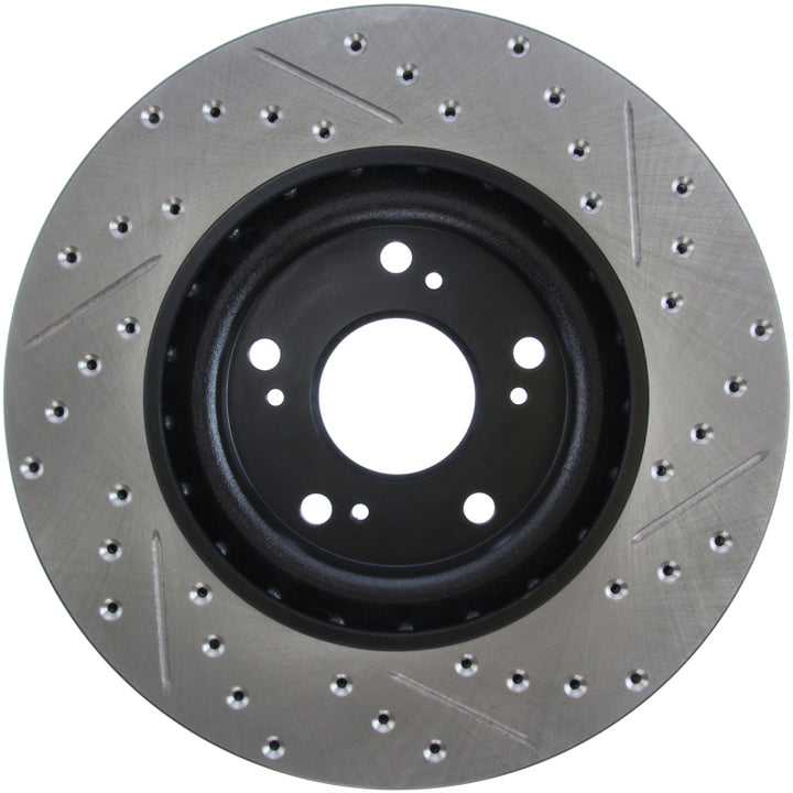StopTech 02-06 Acura RSX Type S / 06-09 Honda Civic Si Slotted & Drilled Right Front Rotor - Bull Strap