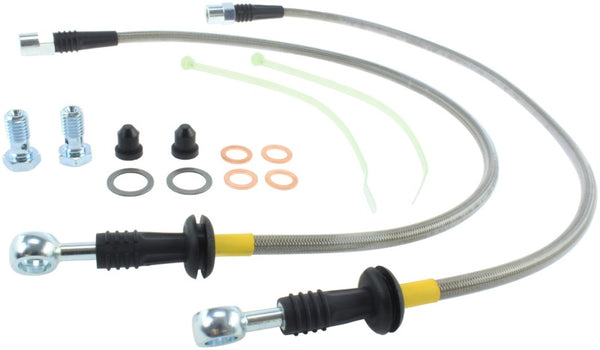 StopTech 02-06 Mini & Mini S Stainless Steel Front Brake Line Kit - Bull Strap