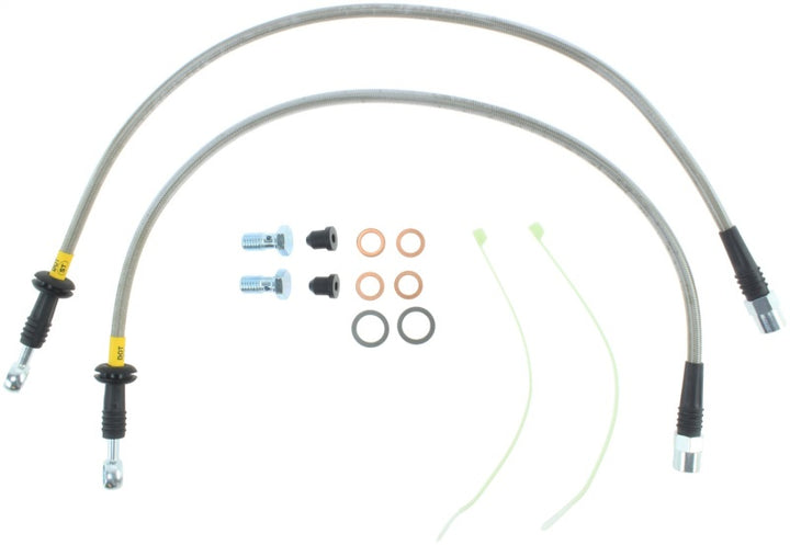 StopTech 02-06 Mini & Mini S Stainless Steel Front Brake Line Kit - Bull Strap