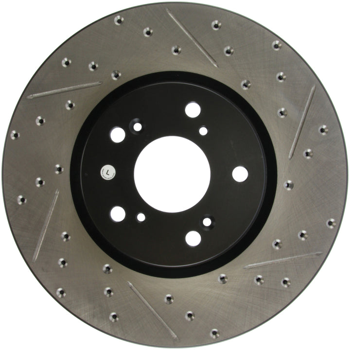 StopTech 04-08 Acura TL (Brembo Caliber) SportStop Slotted & Drilled Left Front Rotor - Bull Strap