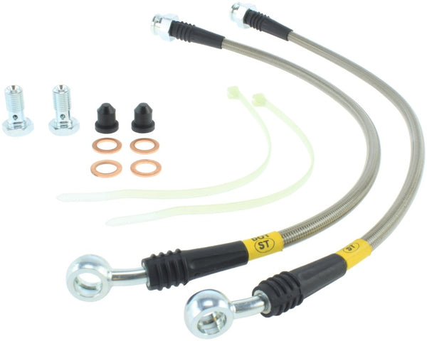 StopTech 05-10 Jeep Grand Cherokee Stainless Steel Front Brake Lines - Bull Strap