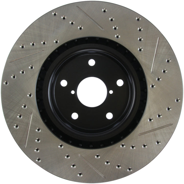 StopTech 05-10 Subaru Impreza WRX/STi Slotted & Drilled Right Front Rotor - Bull Strap