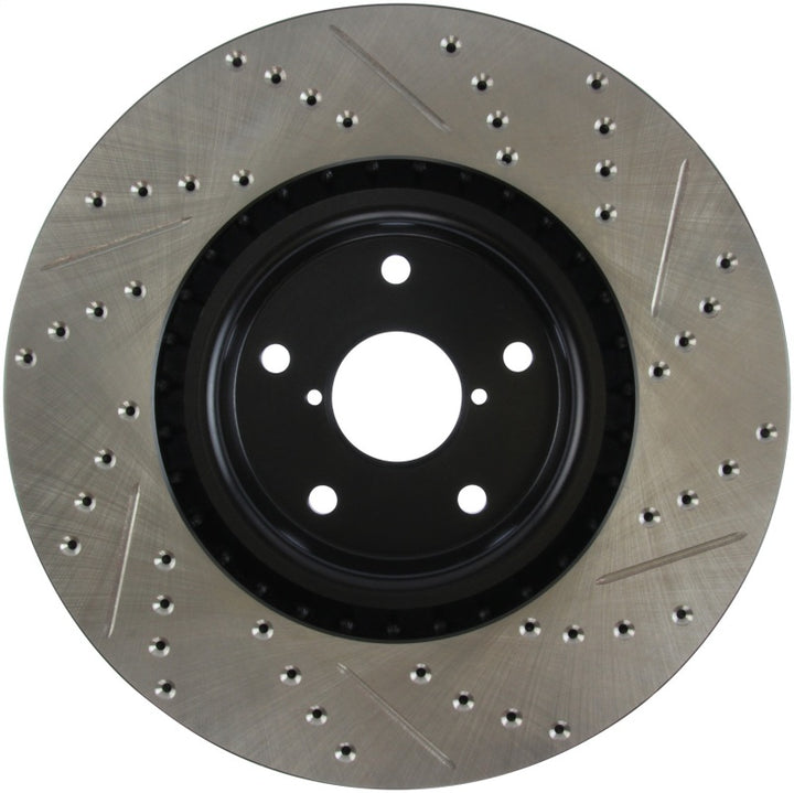 StopTech 05-10 Subaru Impreza WRX/STi Slotted & Drilled Right Front Rotor - Bull Strap