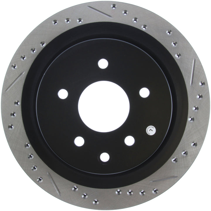 StopTech 06-07 350Z / 05-07 G35 / 06-07 G35X SportStop Slotted & Drilled Rear Left Rotor - Bull Strap