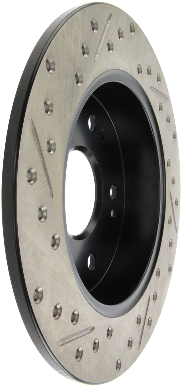 StopTech 06-09 Honda Civic Ex/Si Slotted & Drilled Left Rear Rotor - Bull Strap