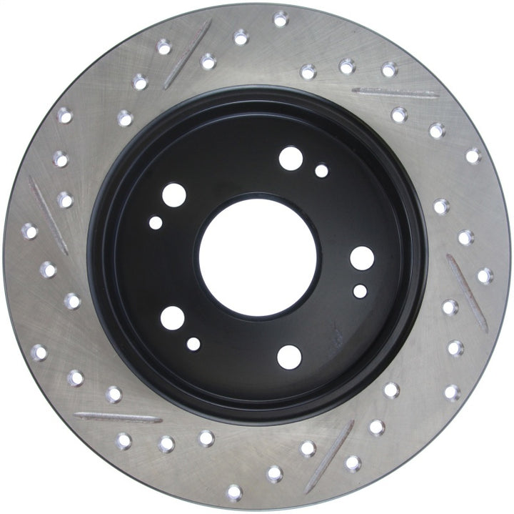 StopTech 06-09 Honda Civic Ex/Si Slotted & Drilled Left Rear Rotor - Bull Strap